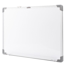 Quadro branco com moldura em alumínio natural e cantos plásticos, tampo em chapa de fibra de madeira e cor branca brilhante 100% UV para uso de marcador de quadro branco. Recomendado uso de apagadores Stalo ou flanela macia e marcadores de quadro de boa qualidade.