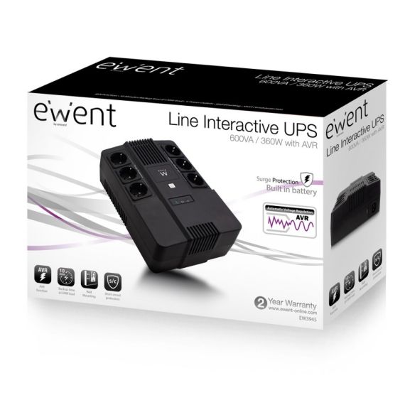 Ewent Ups 600W 6 Portas Schuko Linha Interativa