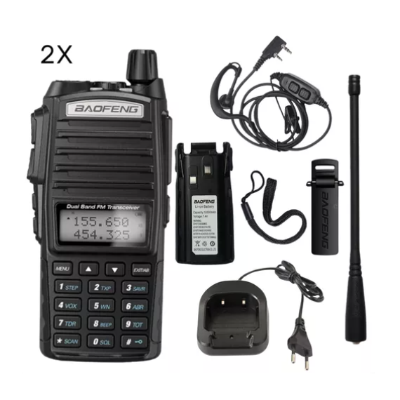 Kit 2 Rádios Ht Baofeng Comunicador Uv-82 10w Vhf_uhf_Fm