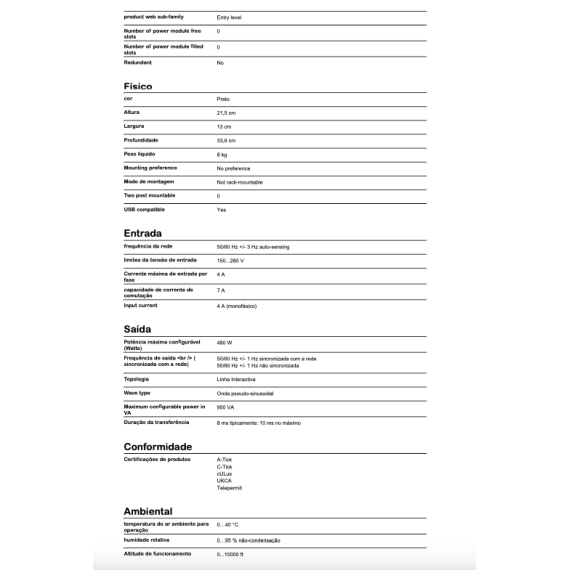 MANUAL DA UPS APC 950VA AVR 230V