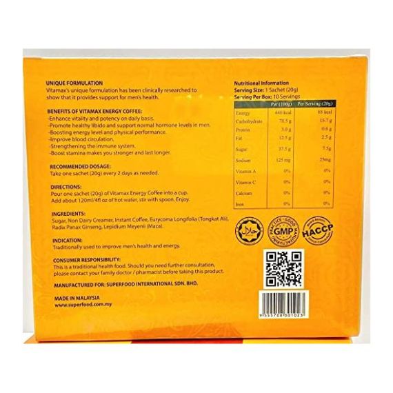 Cápsula de Café Instant Premix VitaMax DoubleShot Energy com MACA - 5 unidades x 20g