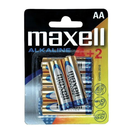 Pilhas AA LR6 PK / 6 MAXELL Alcalinas - 1,5V