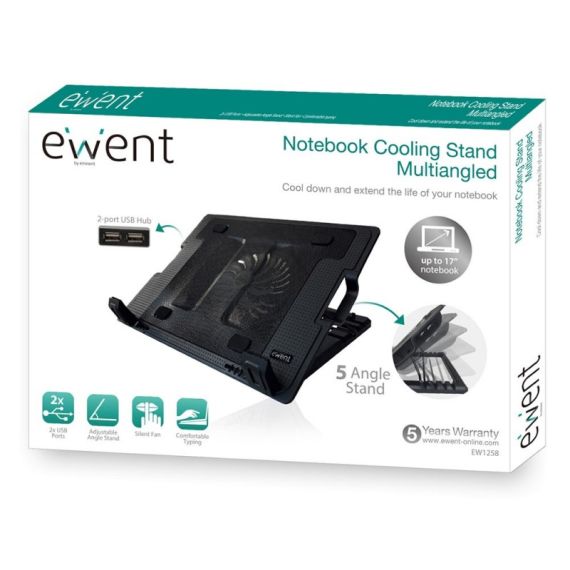 Ewent Base De Ventilação 1 Vent 2USB Até 17'