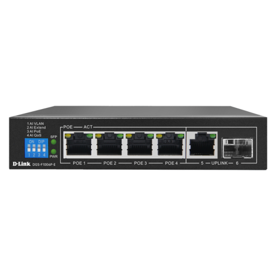 Switch 6 DLink 10/100/1000 S/Gestão Long Range 250M 4X Poe 60W