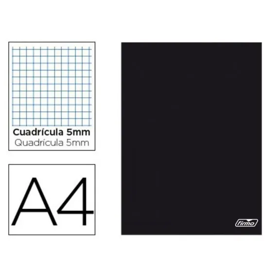 Caderno Agrafado A4 60g/80 Folhas Xadrez Capa Preta